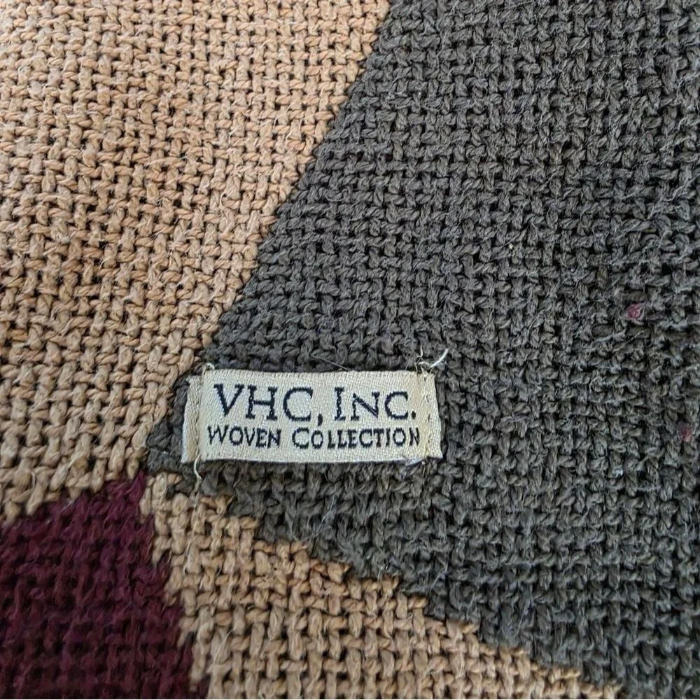 VHC, Inc Primitive Throw Burgundy Tan Vasarely Woven Blanket 64x48 Fringe